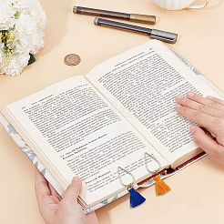 14色のスチール製ペーパークリップ14個  ポリコットンタッセルペンダント付き  ゴールドカラー  ミックスカラー  52mm  1pc /カラー&nbsp;AJEW-CP00018
