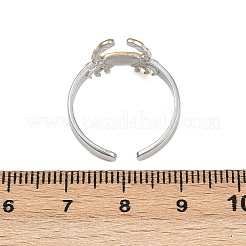 304ステンレススチール製ダブルカラーカフリング  イオンプレーティング（ip）  ゴールデン·ステンレス鋼色  カニ  12mm  内径: 調節可能&nbsp;RJEW-S635-01GP-18