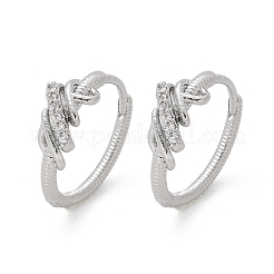 Brass Clear Cubic Zirconia Hoop Earrings&nbsp;EJEW-Q014-14P