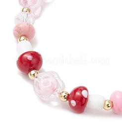 3Pcs Floral Acrylic Beads Braided Bead Bracelets for Women&nbsp;BJEW-MZ00192