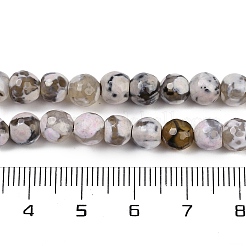 ファイヤーアゲートクラックルビーズ連売り  染め＆加熱  ラウンド  多面カット  淡い茶色  5.5~6mm  穴：1mm  約66個/連  14.37''~14.57''（36.5~37センチメートル）&nbsp;G-C082-A01-43
