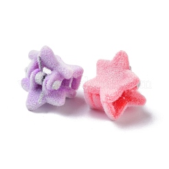 子供のヘアアクセサリー  フロッキープラスチックの爪のヘアクリップ  鉄ばね付き  スター  ミックスカラー  13x14x17mm  10個/セット&nbsp;OHAR-G012-01