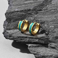 Ion Plating(IP) 304 Stainless Steel Enamel Hoop Earrings&nbsp;EJEW-P300-03G