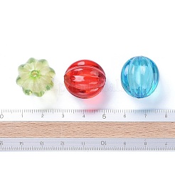 透明なアクリルビーズ  二層ビーズ  ラウンド  カボチャ  ミックスカラー  20mm  穴：3mm&nbsp;X-TACR-S089-20mm-M