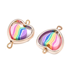 CCB Plastic Frame with Polymer Clay Rainbow Beads Links Connector Charms&nbsp;KK-D103-08D-RG