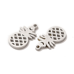変色しない304ステンレススチールペンダント  中空パイナップルチャーム  ステンレス鋼色  18x10x1.4mm  穴：1.4mm&nbsp;STAS-M089-55P