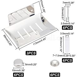 304ステンレス製ソープディッシュ  固形石鹸用ソープセーバーの排水  壁掛けソープホルダー  長方形  ネジ付き  アンカープラグ  キャップ  スペーサ  ステンレス鋼色  ホルダー：89x113x47mm&nbsp;AJEW-UN0001-24P