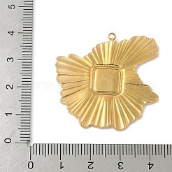 304ステンレススチールペンダントカボションセッティング  イオンプレーティング（ip）  ナゲット  18KGP本金メッキ  トレイ：8x8mm  35.5x36x2mm  穴：1.8mm&nbsp;STAS-L293-05G