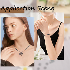 304ステンレススチールチェーンネックレス/ブレスレットのDIYキット  ブラック  3~11x2~7x0.6~3mm&nbsp;DIY-SP0003-51C
