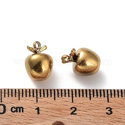 イオンプレーティング（IP）304ステンレススチールチャーム  3Dリンゴチャーム  18KGP本金メッキ  11x8mm  穴：1.6mm&nbsp;X-STAS-M323-53G