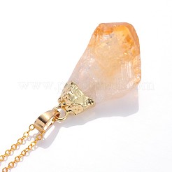 Natural Raw Rough Citrine Pendant Necklaces&nbsp;NJEW-JN01139