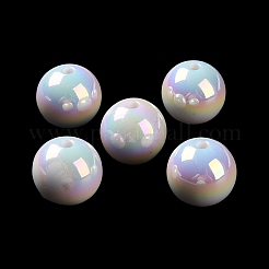 UVメッキアクリルビーズ  ABカラー  ラウンド  ホワイト  16x15.5mm  穴：2.8mm&nbsp;MACR-D029-18A