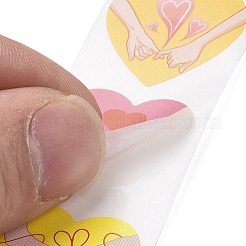 バレンタインデーのハートの紙のステッカー  小指の約束模様粘着ラベルロールステッカー  ギフトタグ  封筒用  パーティー  装飾を提示します  言葉  25x24x0.1mm  500PCS /ロール&nbsp;LS-DIY-I107-02A