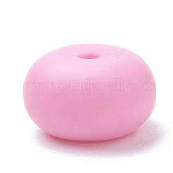 食品グレードの環境に優しいシリコーンビーズ  ロンデル  ショッキングピンク  14x8mm  穴：3mm&nbsp;LS-SIL-Q001B-16
