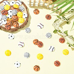 60個、6種類のスタイルのスポーツ不透明樹脂カボション  混合図形  ミックスカラー  15.5~16x4~5.5mm  10個/スタイル&nbsp;RESI-CJ0004-95