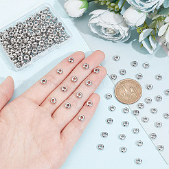 304ステンレススチールビーズ200個  ロンデル  ステンレス鋼色  6x3mm  穴：2.5mm&nbsp;STAS-AR0001-92