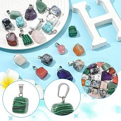 20Pcs 10 Styles Natural & Synthetic Mixed Gemstone Pendants&nbsp;G-FS0005-93P-01