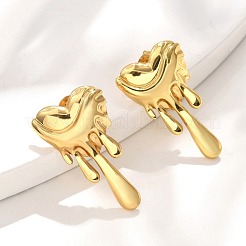 女性用304ステンレススチールスタッドピアス  イオンプレーティング（ip）  ハート  18KGP本金メッキ  32.5x18mm&nbsp;EJEW-U047-01G