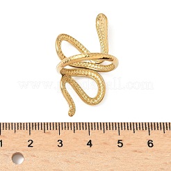 女性用304ステンレススチールオープンカフリング  ヘビ  ゴールドカラー  37.5mm  内径：18mm&nbsp;RJEW-Z103-01G-03