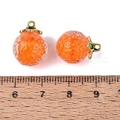 手作りランプワークペンダント  オレンジチャーム  黄金トーン合金パーツ  ダークオレンジ  16.5~17x12~13mm  穴：1.5mm&nbsp;LAMP-N042-15A