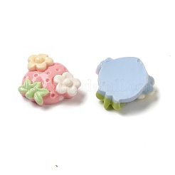 樹脂デコデンカボション  花とイチゴ  ミックスカラー  20.5x22x7mm&nbsp;RESI-Q231-05