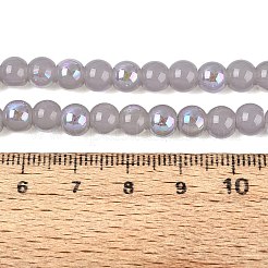 電気メッキジェイド風ガラスビーズ連売り  ラウンド  虹メッキ  半分メッキ  グレー  6~6.5mm  穴：0.8~1mm  約67~72個/連  14.57~15.35インチ（37~39cm）&nbsp;EGLA-Q132-6MM-01B-11