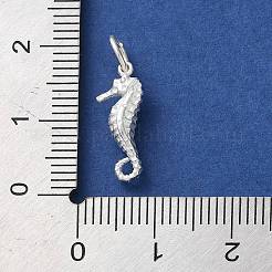 スターリングシルバーの海の動物タツノオトシゴチャーム925個  丸カン付き  タツノオトシゴ  15x6x4.5mm  穴：3.7mm&nbsp;STER-E071-02S-05