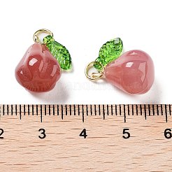 天然石瑪瑙ペンダント  葉っぱの野菜チャーム  ゴールドカラー  野菜  15.5~16x10.5~11x10.5~11mm  穴：3.4mm&nbsp;G-Z052-03B