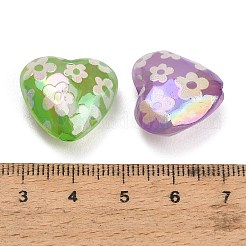 メッキ加工された透明アクリルビーズ  花柄とハート  ミックスカラー  18x20x10mm  穴：3mm&nbsp;AC-CBA49BC-05