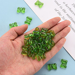 透明なアクリルパーツ  蝶結び  グリーン  13.5x18x5.5mm  穴：2.5mm  約625個/500g&nbsp;TACR-T024-02BA-925