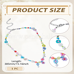 1Pc Glass Seed & Acrylic & Plastic Imitation Pearl Beaded Necklaces&nbsp;NJEW-LP0007-25