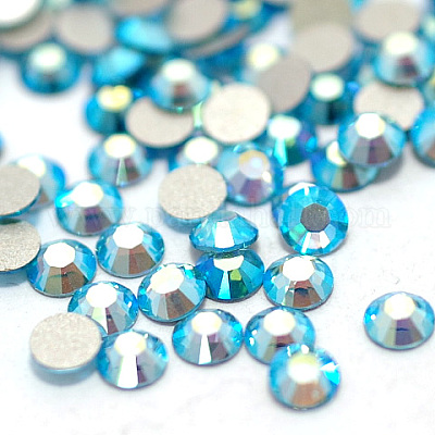フラットバックガラスラインストーン  グレードA  バックメッキ  多面カット  ABカラー  半円  アクアマリン  4.6~4.8mm&nbsp;RGLA-C002-SS20-202AB-1