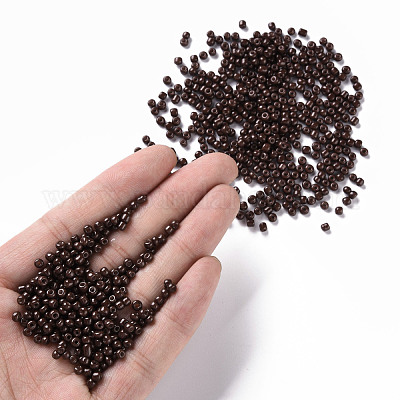 焼付塗装ガラスシードビーズ  ココナッツブラウン  8/0  3mm  穴：1mm  約10000個/袋&nbsp;SEED-S002-K18-1