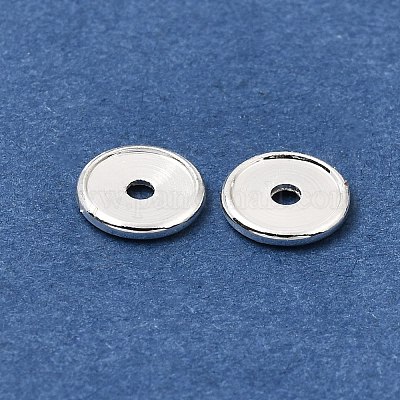 真鍮ビーズ  ディスク  ラックめっき  長持ちメッキ  銀  8x1.2mm  穴：1.5mm&nbsp;KK-CBA0DF0-18A-S-1