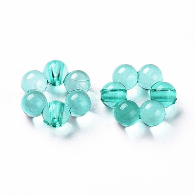 透明なアクリルビーズフレーム  花  ターコイズ  16.5x15.5x6mm  穴：2mm  約674個/500g&nbsp;TACR-S153-01A-68-1