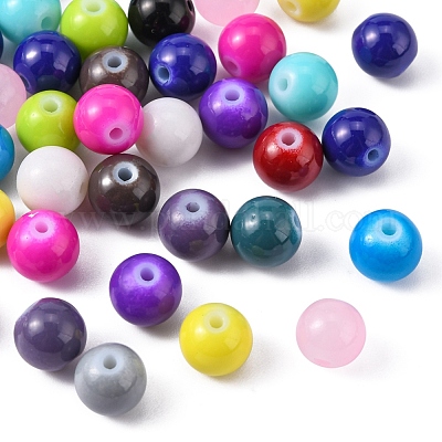 ペイントガラスビーズを焼く  ラウンド  ミックスカラー  8x7.5mm  穴：1.2mm  15色  22~23個/カラー  約330~345個/箱&nbsp;DGLA-Q026-02-1