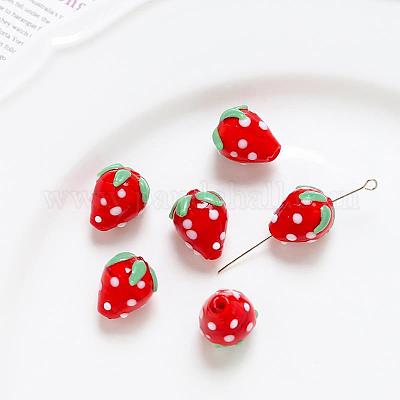 ランプワークビーズ  3のdイチゴ  レッド  15x11mm&nbsp;X-INS-PW0001-03C-1-1