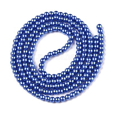 ベーキングペイント、ガラスパールビーズの連  パールカラーの  ラウンド  藤紫色  3~4mm  穴：0.5mm  約195個/連  23.6インチ&nbsp;HY-Q003-3mm-28-1