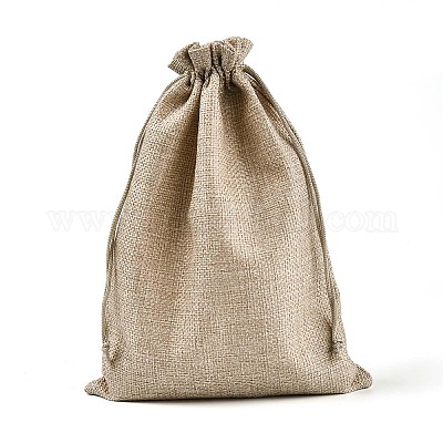 黄麻布ラッピングポーチ巾着袋  ダークカーキ  23x17cm&nbsp;ABAG-Q050-17x23-01-1