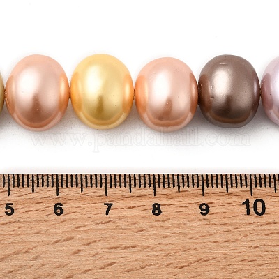 シェルパールビーズ連売り  ポテト  ミックスカラー  12.5~13x15~15.5x12~12.5mm  穴：0.9mm  約31個/連  15.71インチ（39.9cm）&nbsp;BSHE-F013-01N-1
