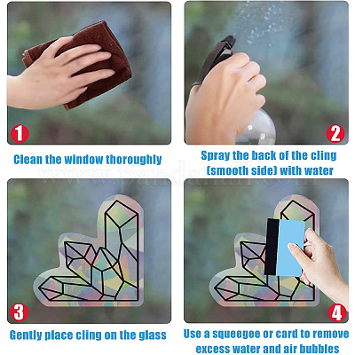 4Pcs 4 Patterns PVC Colored Laser Stained Window Film Adhesive Static Stickers&nbsp;STIC-WH0008-008-1