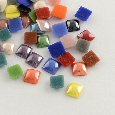 Pearlized Plated Opaque Glass Cabochons&nbsp;PORC-S802-8mm-M-1