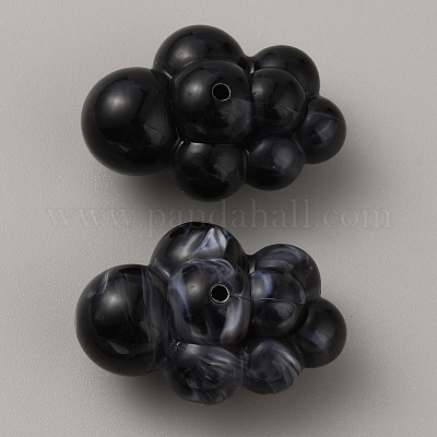 不透明なアクリルビーズ  雲  ブラック  33x23x17.5mm  穴：1.8mm&nbsp;SACR-TAC0005-04B-1