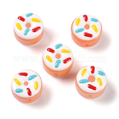 ランプワークビーズ  ドーナツ  カラフル  15x10mm  穴：1.2mm&nbsp;LAMP-C015-01B-1