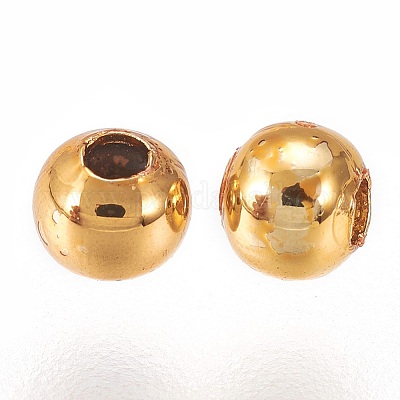 真鍮ビーズ  長持ちメッキ  ラウンド  ゴールドカラー  8x7.5mm  穴：1.6mm&nbsp;LS-KK-E759-8mm-08G-1