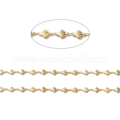 Rack Plating Brass Oval & Shell Link Chains&nbsp;CHC-I040-13G-1
