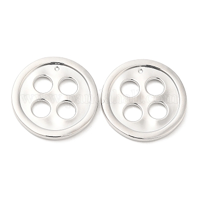 合金ペンダント  ボタン  プラチナ  28x3mm  穴：6mm&nbsp;FIND-E040-08P-1