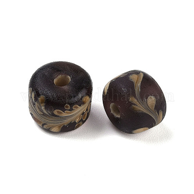 手作りランプワークビーズ  コラム  ブラック  11~13x10~11mm  穴：2~3mm&nbsp;LAMP-M020-01F-1