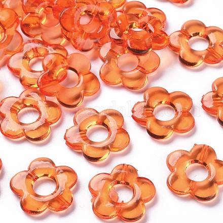 透明なアクリルビーズフレーム  花  ダークオレンジ  19x20x3.5mm  穴：1.6mm  内径：6.5mm  約632個/500g&nbsp;TACR-S154-29B-84-1