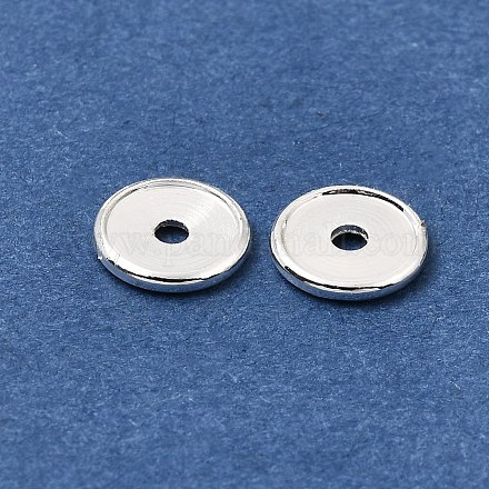 真鍮ビーズ  ディスク  ラックめっき  長持ちメッキ  銀  8x1.2mm  穴：1.5mm&nbsp;KK-CBA0DF0-18A-S-1